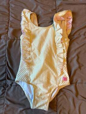 Rufflebutts Banana Seersucker Waterfall One Piece - Rock Outdoors,